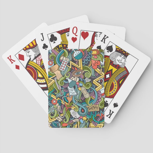 Abstrakte Kunst-medizinisches Ikonen-Muster Spielkarten (Rückseite)