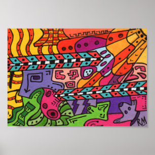 Abstrakte Kunst-Miniplakat des Gehirn-Gelände-#37 Poster