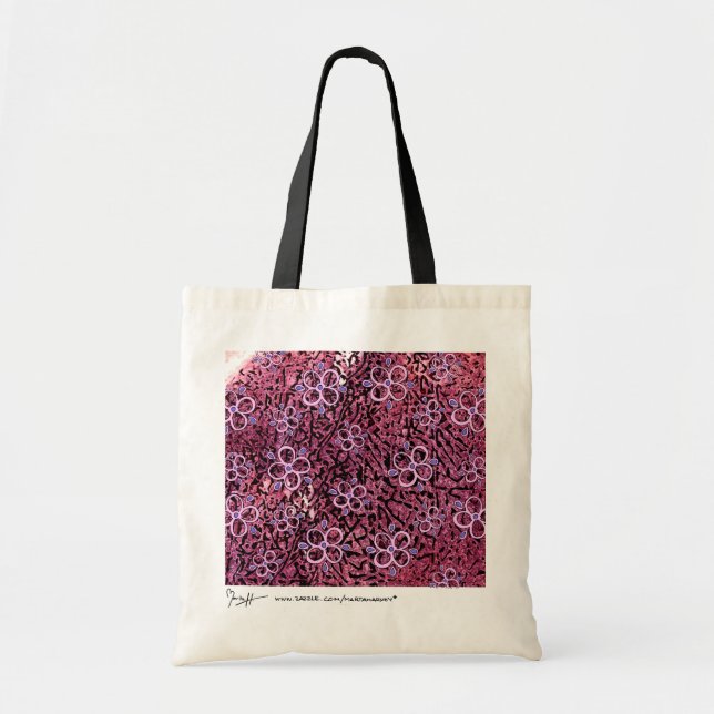 Abstrakte Kunst mit Blumen-Tasche - Burgunder-Rosa Tragetasche (Vorne)