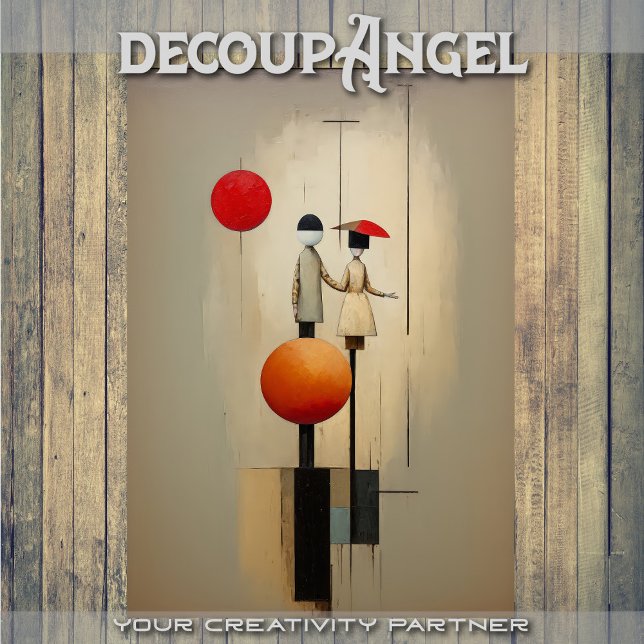 Abstrakte Kunst mit Ehepaar - Entkoppelung - Seidenpapier (Von Creator hochgeladen)