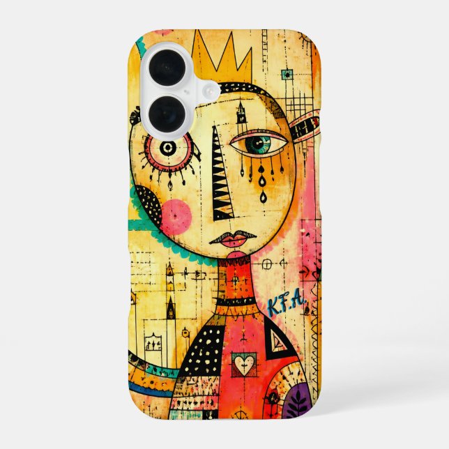 Abstrakte Kunst mit Initialen  iPhone 16 Hülle (Rückseite)