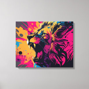 Abstrakte Kunst mit Lion-Canvas Leinwanddruck