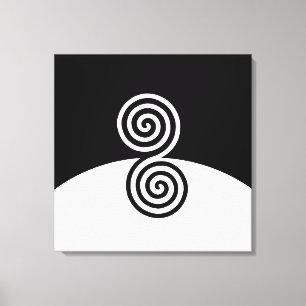 Abstrakte Kunst mit Spiralkreisen in Schwarz und W Leinwanddruck