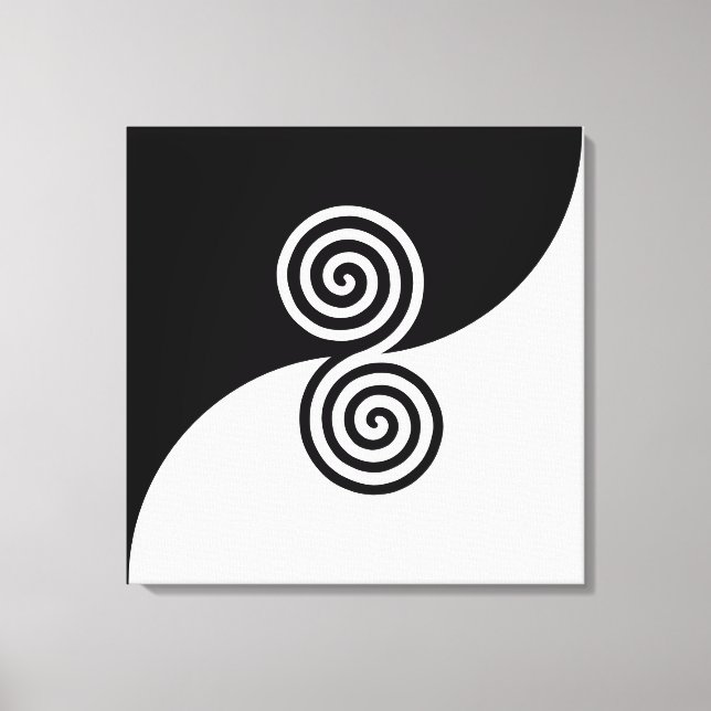Abstrakte Kunst mit Spiralkreisen in Schwarz und W Leinwanddruck (Vorderseite)