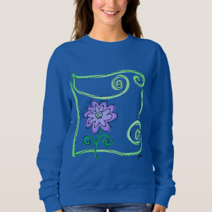 Abstrakte Kunst mit violetter Blume zum Tragen Sweatshirt