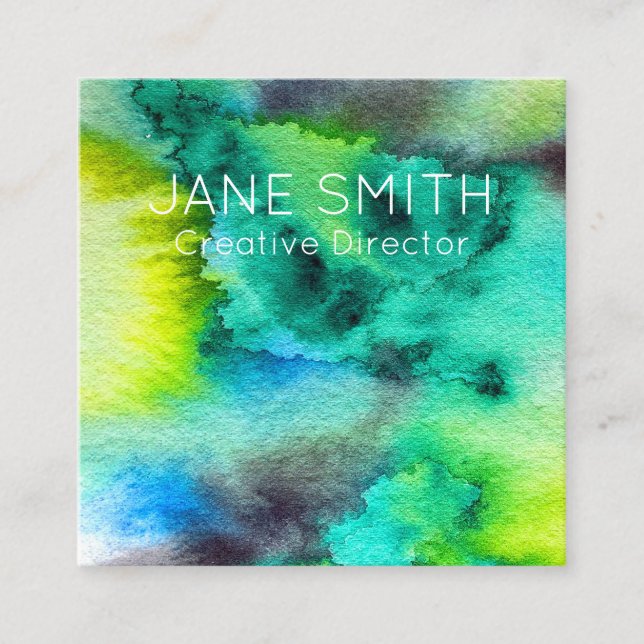 Abstrakte Kunst, moderne farbenfrohe Kreativindust Quadratische Visitenkarte (Vorderseite)