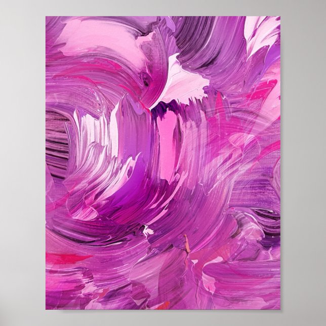 Abstrakte Kunst Modernes Lila Rosa Weiß Poster (Vorne)