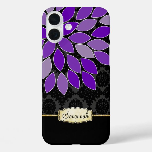 Abstrakte Kunst Modernes Lila Schwarzes Gold Case-Mate iPhone Hülle (Rückseite)