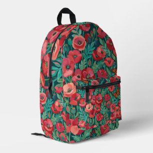 Abstrakte Kunst Mohn Garten Schmetterlinge Rucksac Bedruckter Rucksack