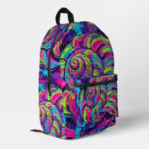 Abstrakte Kunst Muschel Neon Vibrante Malerei Ruck Bedruckter Rucksack