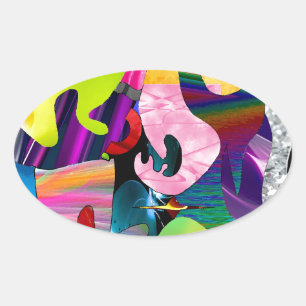 Abstrakte Kunst Ovaler Aufkleber