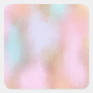 Abstrakte Kunst Pastellfarben Rot Gelb Orange Blau Quadratischer Aufkleber