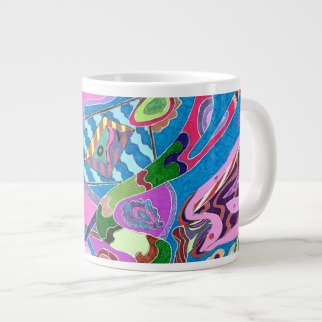 abstrakte Kunst "Pink Shore" Jumbo-Tasse (Vorderseite Rechts)