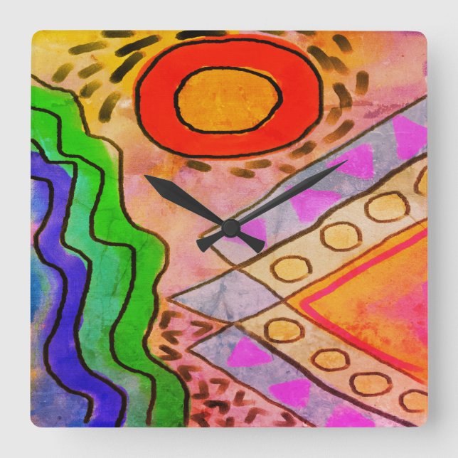 Abstrakte Kunst Quadratische Wanduhr (Vorderseite)