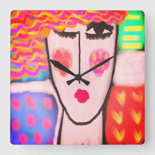 Abstrakte Kunst Quadratische Wanduhr (Vorderseite)