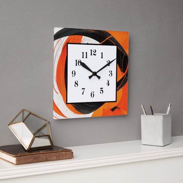 Abstrakte Kunst Quadratische Wanduhr (Büro)