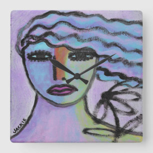 Abstrakte Kunst Quadratische Wanduhr