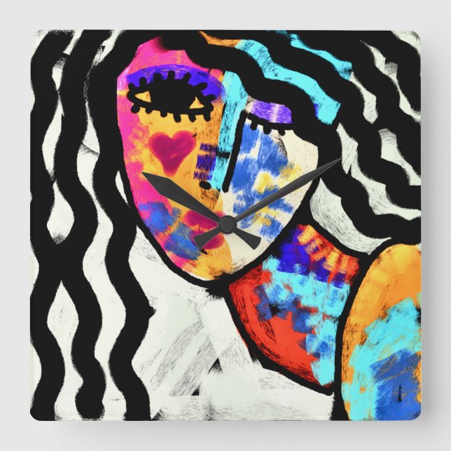 Abstrakte Kunst Quadratische Wanduhr (Vorderseite)