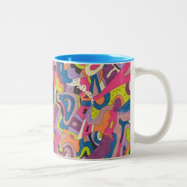 abstrakte Kunst "Samba" Zweifarbige Tasse (Rechts)