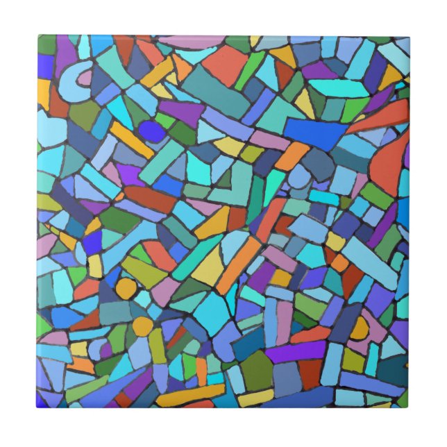 Abstrakte Kunst Schöne farbenfrohe blaue Mosaike Fliese (Vorderseite)