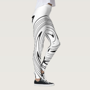 Abstrakte Kunst Schwarz-weiße Linien Twirt Minimal Leggings