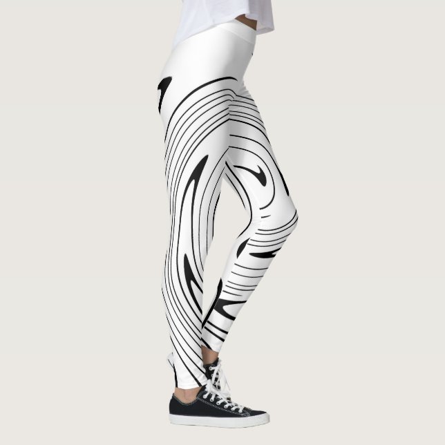 Abstrakte Kunst Schwarz-weiße Linien Twirt Minimal Leggings (Rechts)
