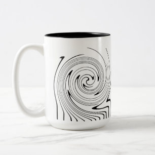 Abstrakte Kunst Schwarz-weiße Linien Twirt Minimal Zweifarbige Tasse