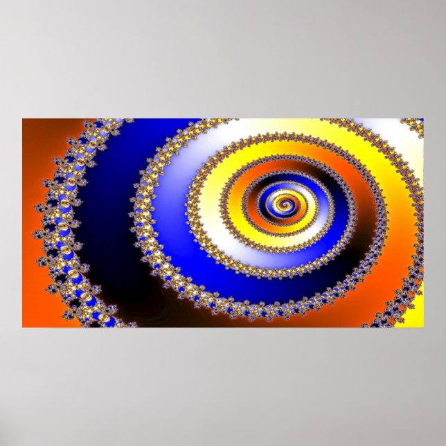 Abstrakte KUNST - Spiralblau Poster (Vorne)