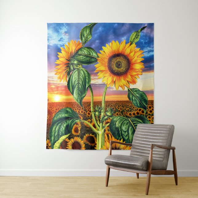 Abstrakte Kunst Sunshine Sonnenblumen - Sonnenunte Wandteppich (Beispiel)