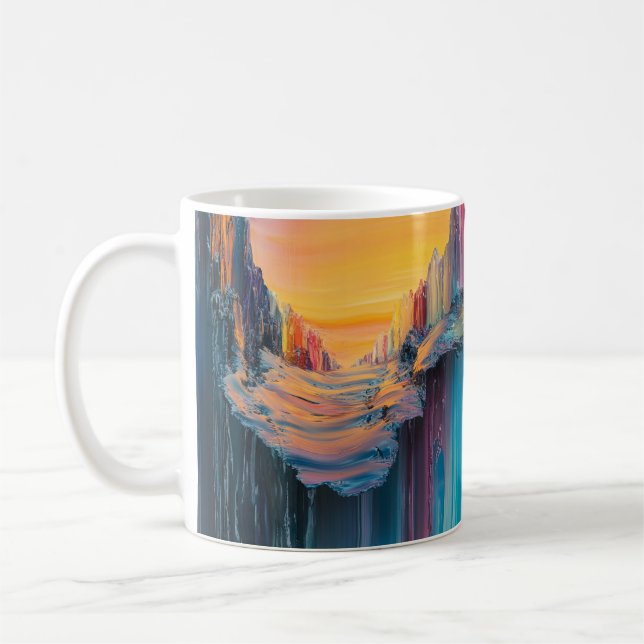 Abstrakte Kunst Tasse, farbenfrohe Landschaft Tass Kaffeetasse (Links)