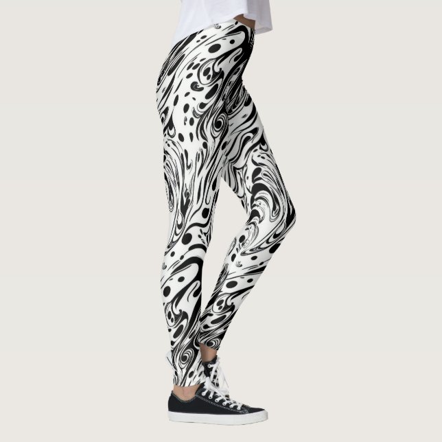 Abstrakte Kunst verwildern flüssige Polka-Punkte Leggings (Rechts)
