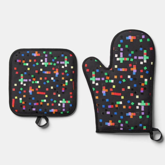 Abstrakte "Kunst von Kindern" Ofenhandschuh & Topflappen-Set (Vorderseite)