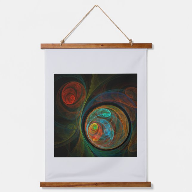 Abstrakte Kunst Wandteppich Mit Holzrahmen (Vorderseite)