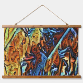 Abstrakte Kunst Wandteppich Mit Holzrahmen