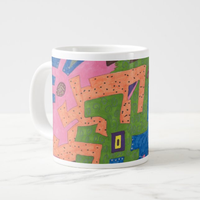 abstrakte Kunst "WildLife" Jumbo-Tasse (Vorderseite Links)