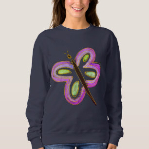 Abstrakte Kunst zum Tragen - Rosa Schmetterling Sweatshirt