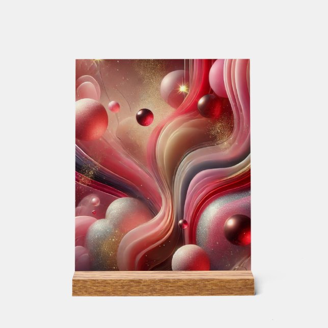 Abstrakte Kunstakryllische Schrift mit Holzfußbode Acrylschild (Vorderseite)