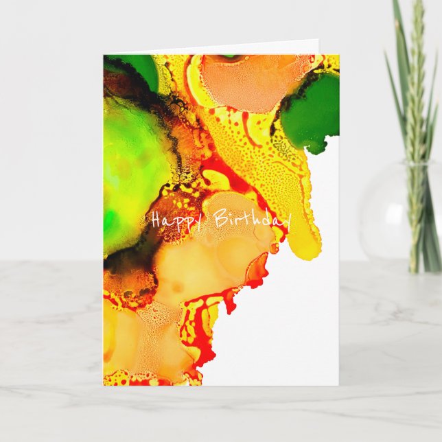 Abstrakte Kunstalkoholfarbe gelb Karte (Vorderseite)