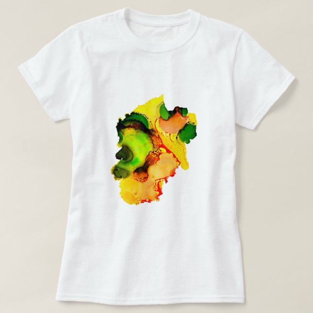 Abstrakte Kunstalkoholfarbe gelb T-Shirt (Design vorne)