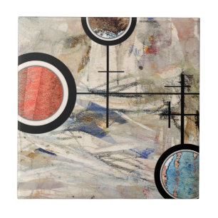 abstrakte Kunstcollage, Mischmedien und Watercolor Fliese