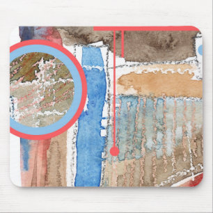 abstrakte Kunstcollage, Mischmedien und Watercolor Mousepad