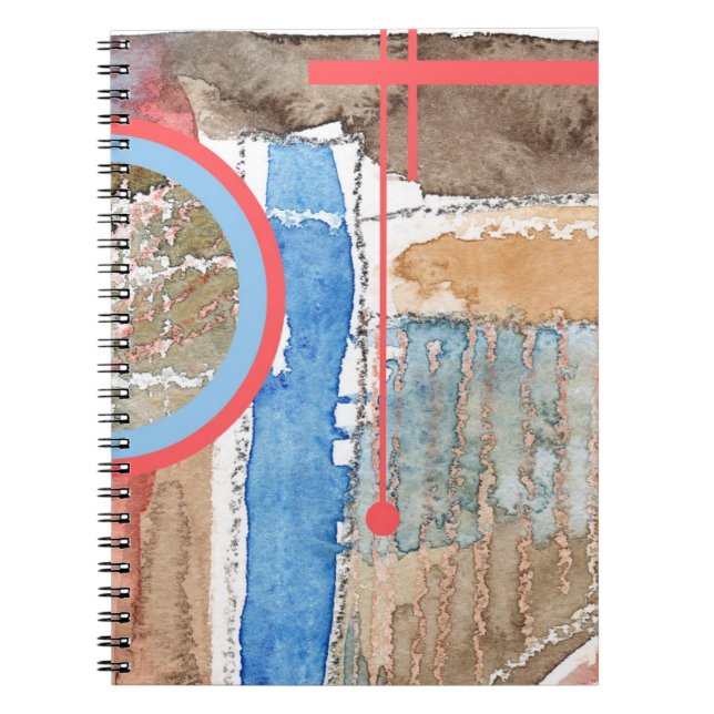 abstrakte Kunstcollage, Mischmedien und Watercolor Notizblock (Vorderseite)