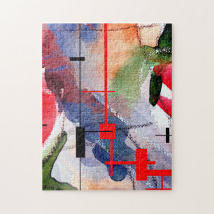 abstrakte Kunstcollage, Mischmedien und Watercolor Puzzle