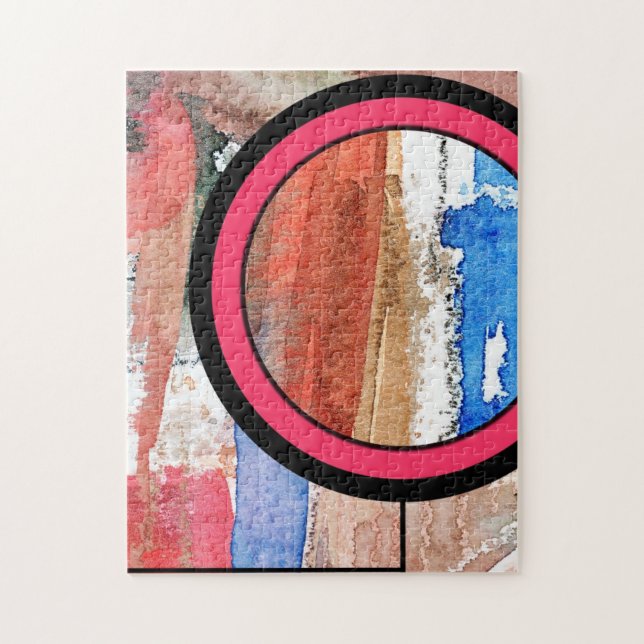 abstrakte Kunstcollage, Mischmedien und Watercolor Puzzle (Vertikal)