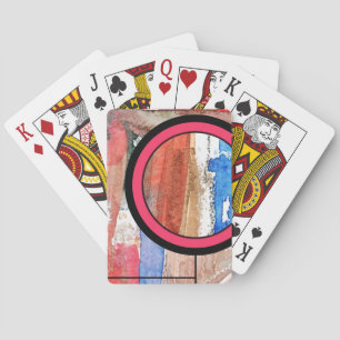 abstrakte Kunstcollage, Mischmedien und Watercolor Spielkarten