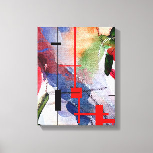 abstrakte Kunstcollage, Mixed Media und Aquarell Leinwanddruck