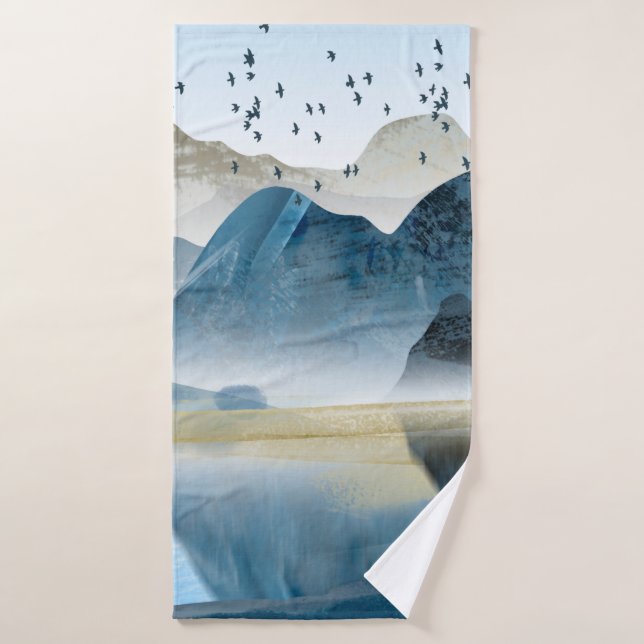 Abstrakte Kunstdekoration. Gebirge und  Badehandtuch (Badehandtuch)