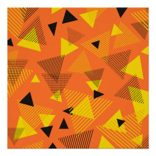 Abstrakte Kunstdreiecke Orange Gelb Schwarz Poster