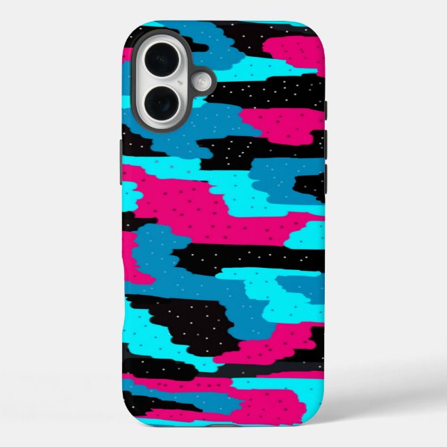 Abstrakte Kunstdrucke in Rosa, Schwarz und Blau Case-Mate iPhone Hülle (Rückseite)
