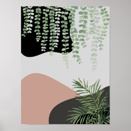 Abstrakte Kunstflora Minimalistisch Mitte des Jahr Poster